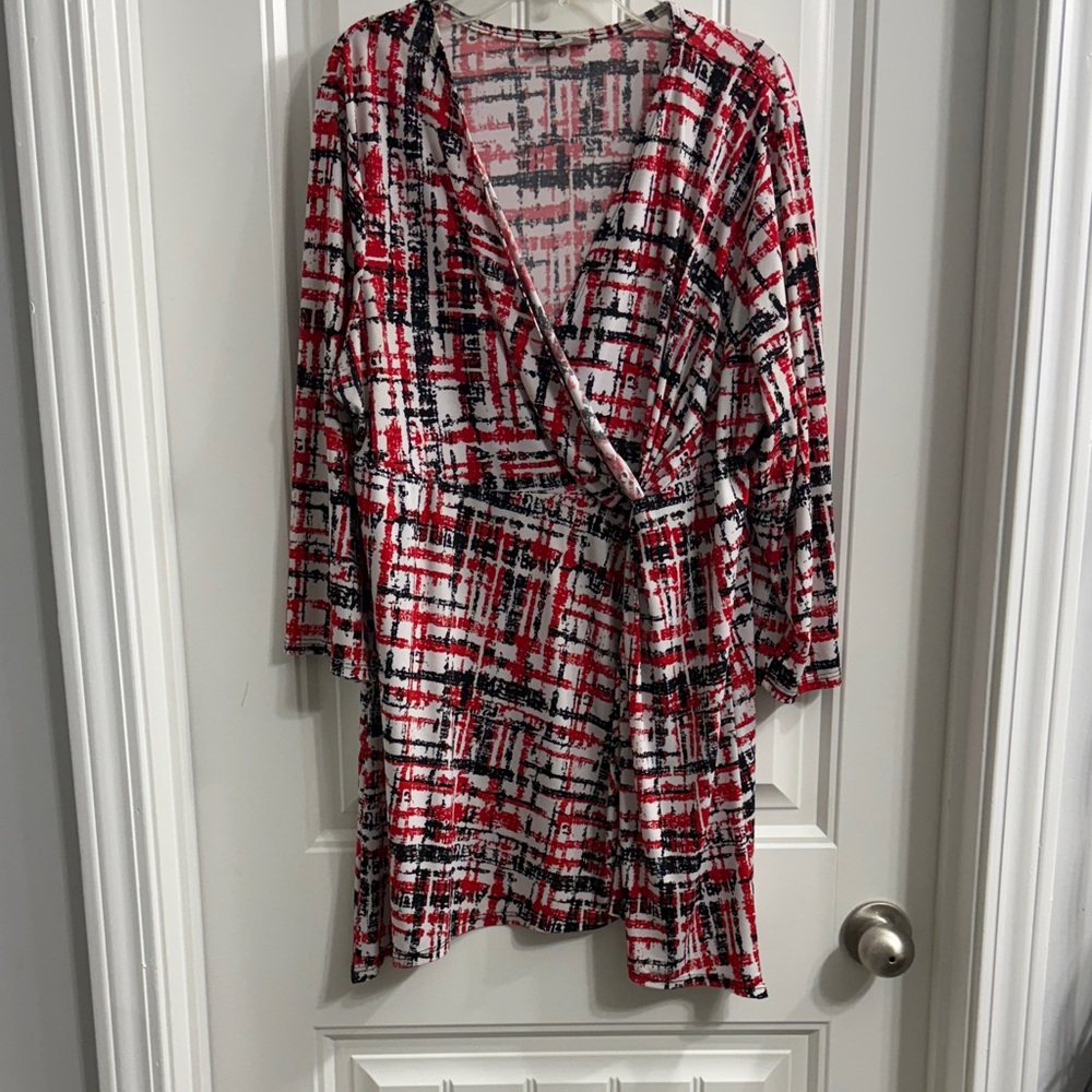 Avenue Red and Black Plaid Blouse Size 14/16